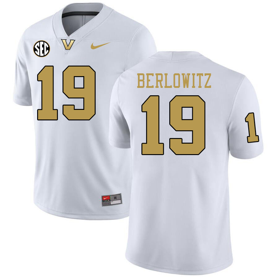 Vanderbilt Commodores #19 Blaze Berlowitz College Football Jerseys 2024 Uniforms Stitched-White